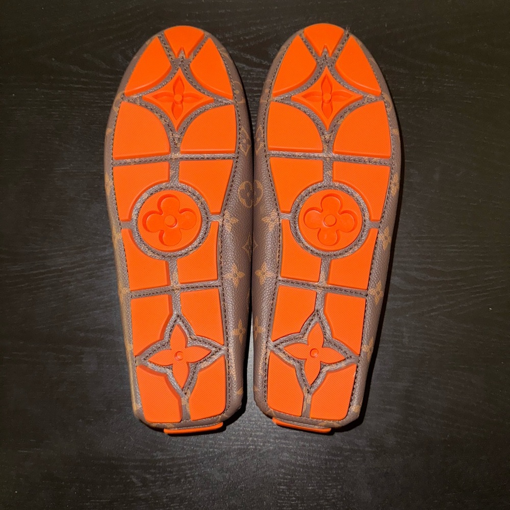 Louis Vuitton Brown and Orange Oxfords with Monogram Pattern - Picture 4 of 6